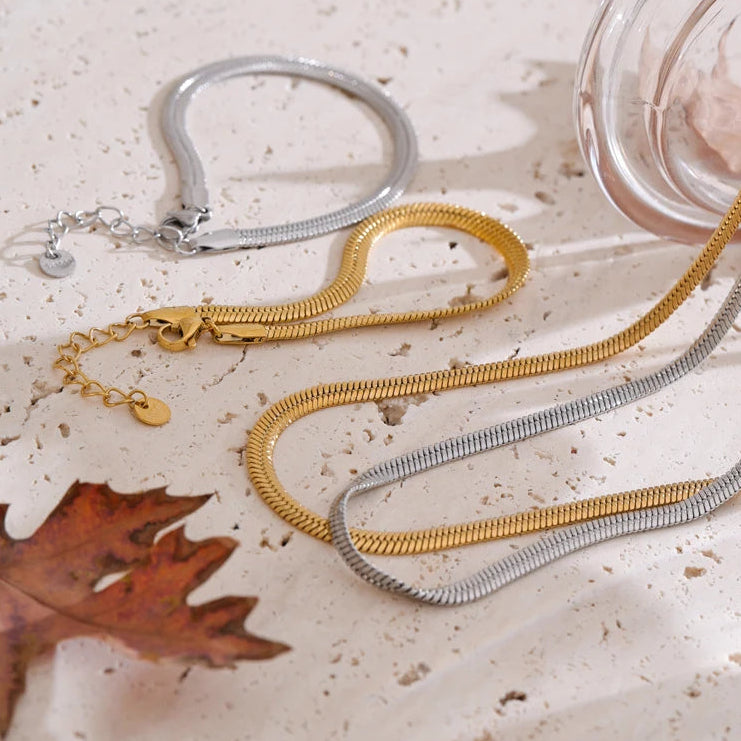 Set Gioielli Catena Serpente Acciaio Inossidabile Oro 18K Impermeabile